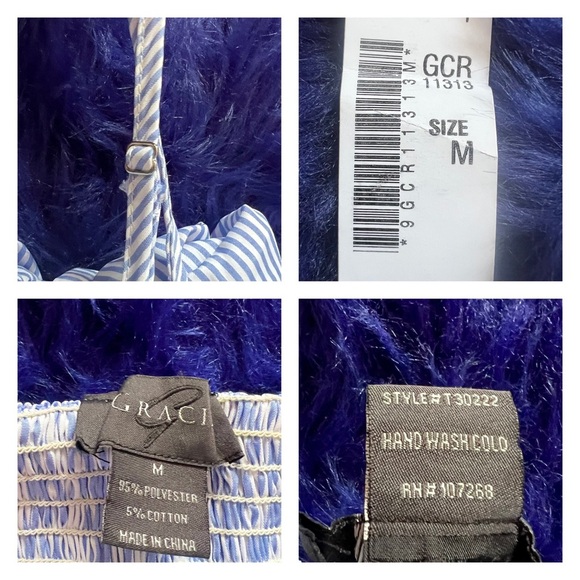 New! GRACIA Ruffled Cold Shoulder Shirred Top - Picture 7 of 7